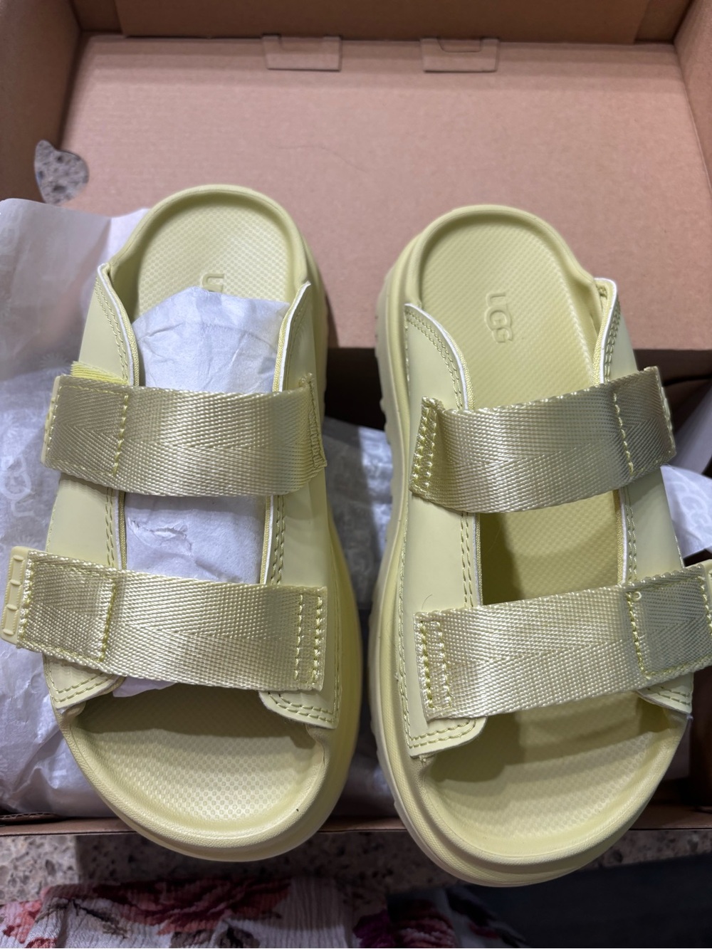 UGG Kids Pale Yellow Adjustable Golden Glow Slide Sandals